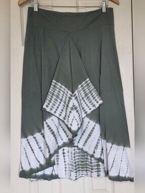 PrAna Women's Olive Tie-Dye A-Line Boho Midi Skirt
